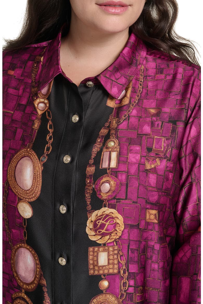 Printed Long Sleeve Button Front Shirt, Alternate, color, CHERRY LACQUER COMBO