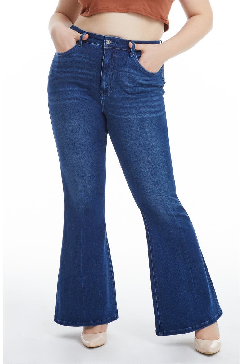 High Waist Flare Jeans, Main, color, DARK BLUE