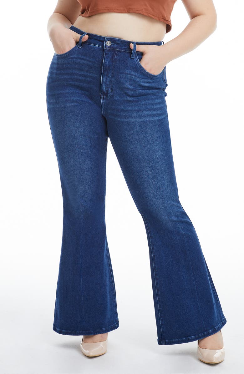 Bayeas High Waist Flare Jeans, Main, color, Dark Blue