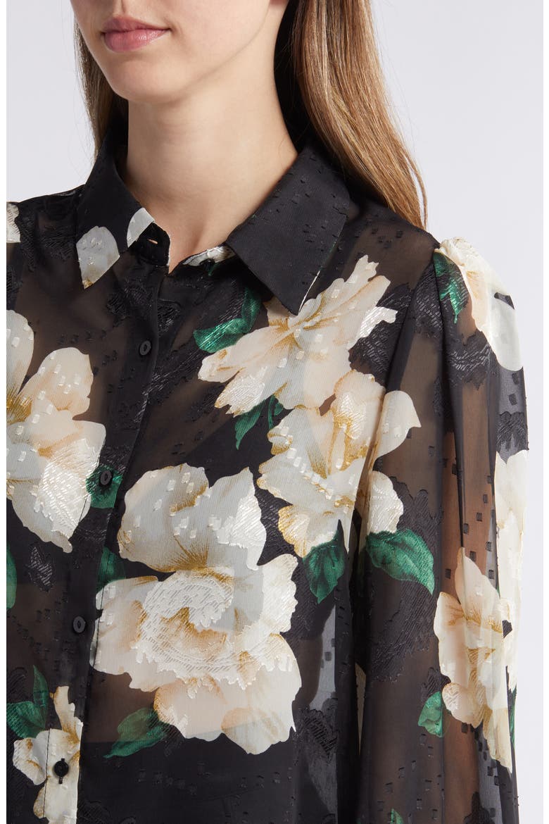 Aubree Floral Button-Up Shirt, Alternate, color, BLACK FLORAL PRINT