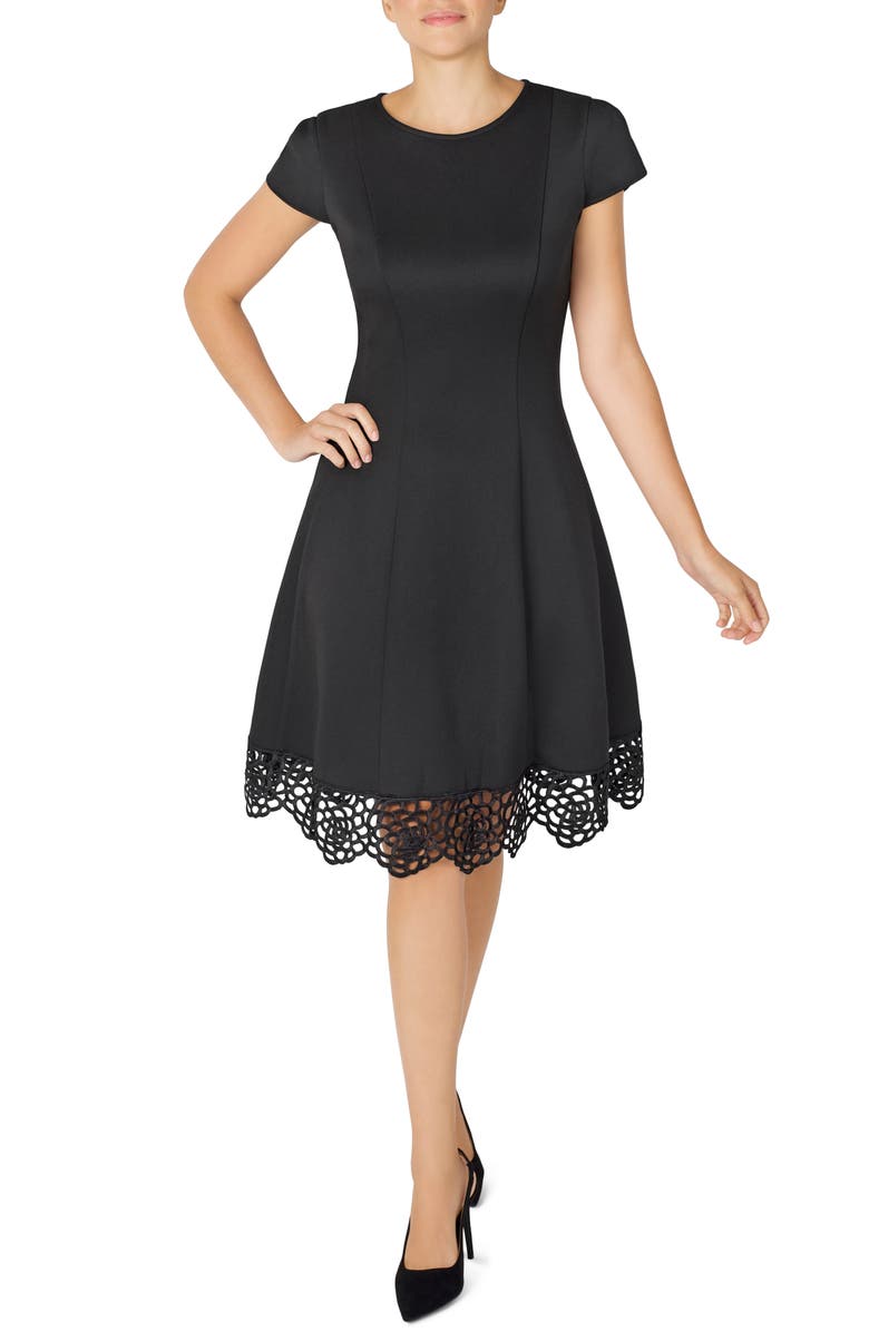Julia Jordan Donna Ricco Tulip Sleeve Lace Hem Fit & Flare Dress, Main, color, 