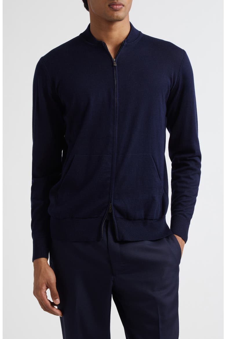 Cotton & Cashmere Bomber Jacket, Main, color, NAVY