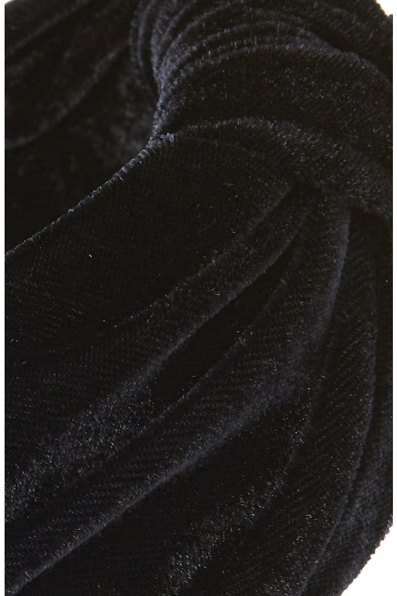 Ellie Knotted Velvet Headband, Alternate, color, BLACK