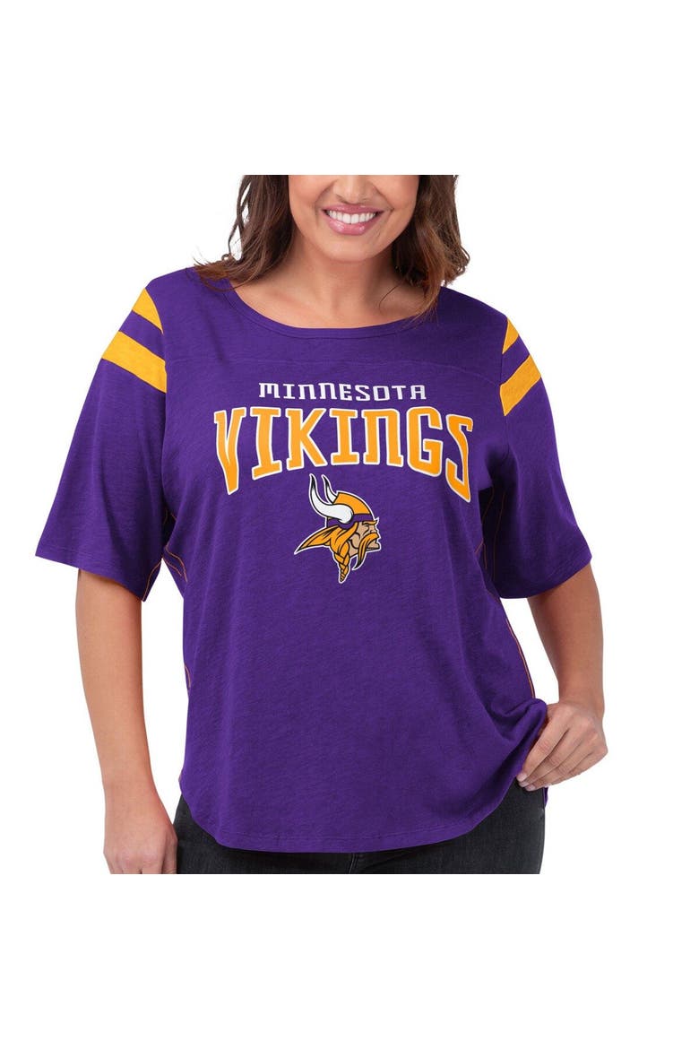 Women's G-III 4Her by Carl Banks Purple Minnesota Vikings Plus Size Linebacker T-Shirt, Main, color, Purple