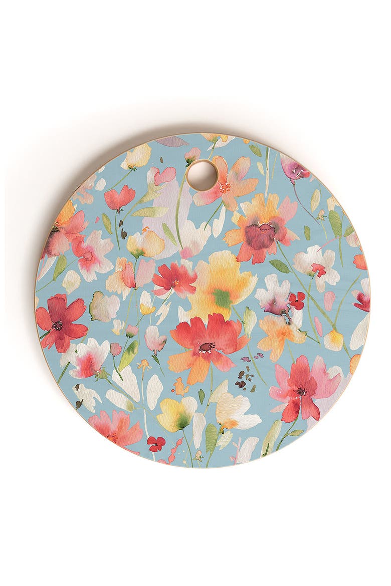 Spring Cosmos Wildflower Print Cutting Board, Main, color, BLUE