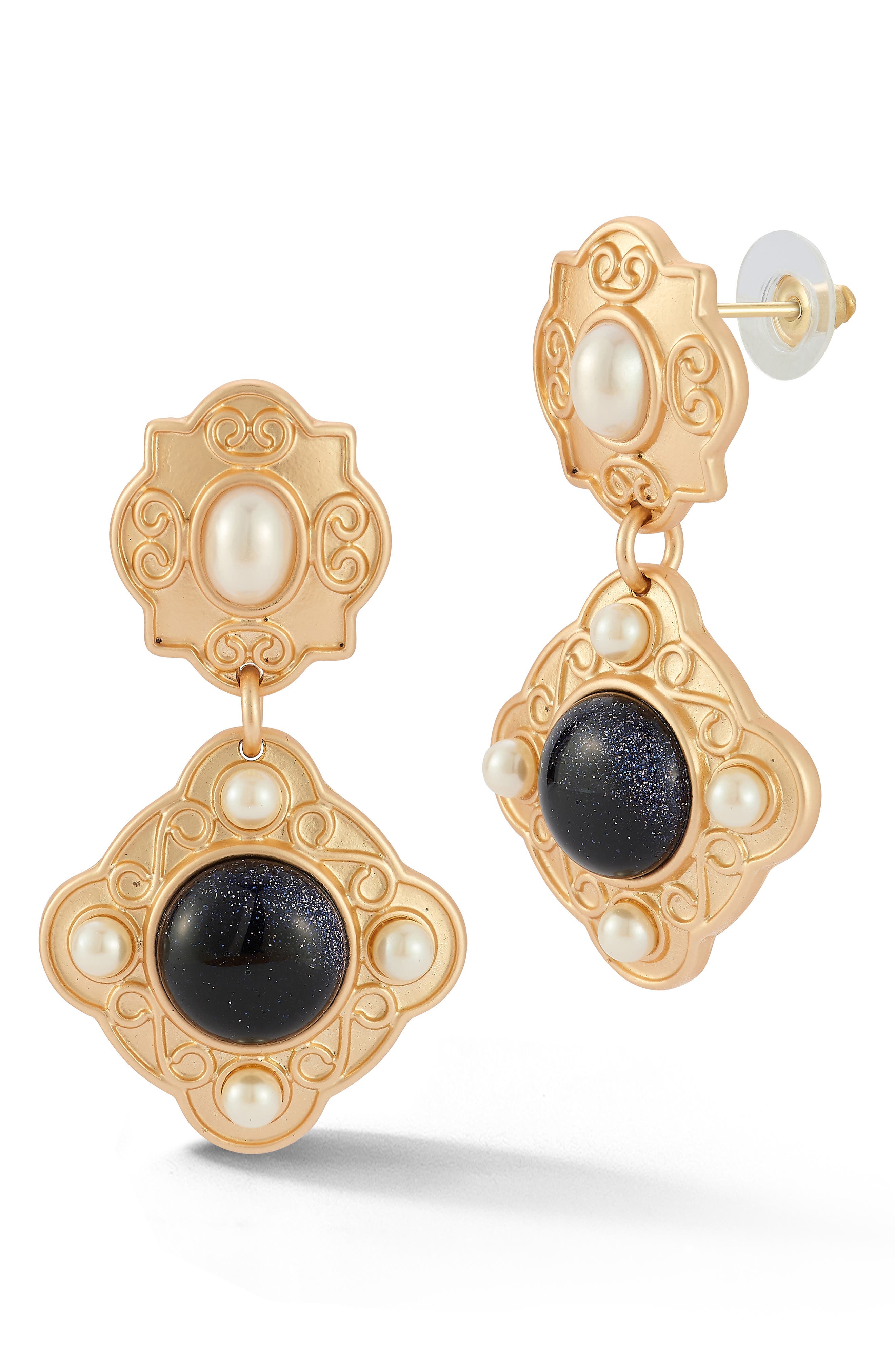 Imitation Pearl & Resin Drop Earrings