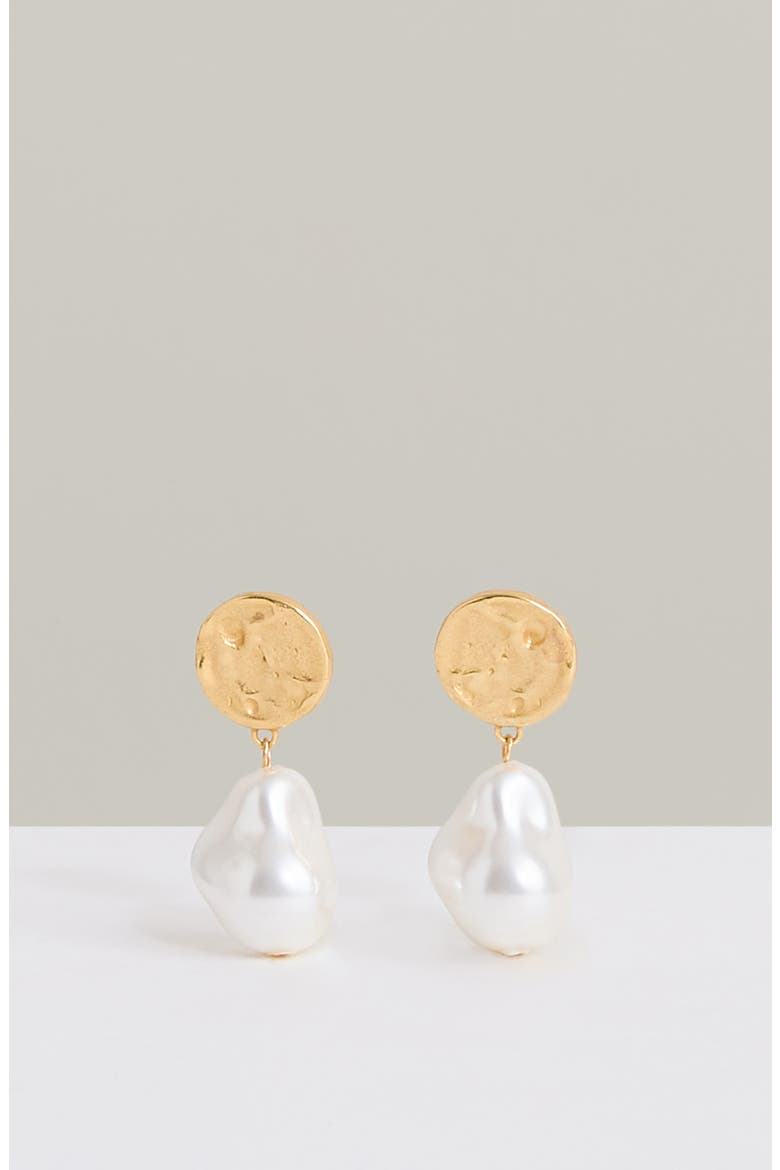 Maya Molten Faux Pearl Drop Earrings, Alternate, color, GOLD TONE/ PEARL