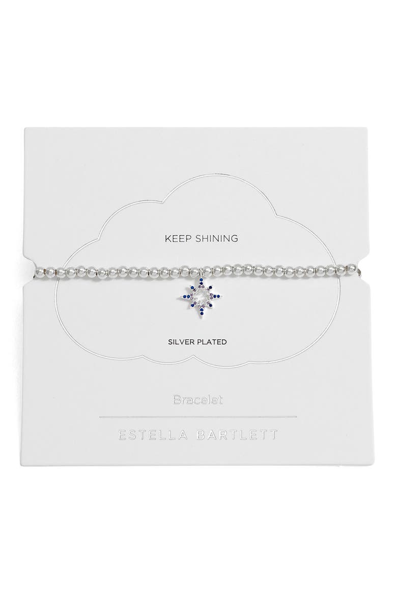Sienna North Star Beaded Stretch Bracelet, Main, color, SILVER