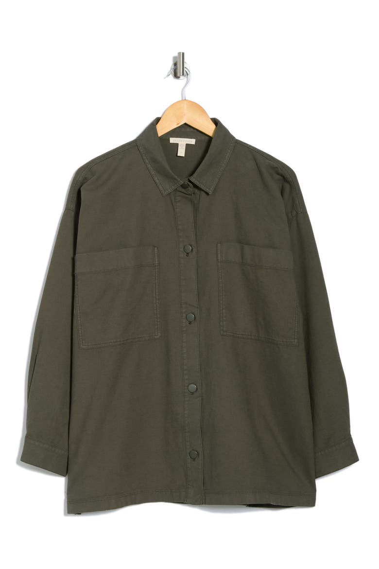 Boxy Stretch Organic Cotton & Hemp Shirt Jacket, Alternate, color, GROVE