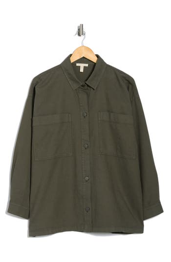 Eileen Fisher Boxy Stretch Organic Cotton & Hemp Shirt Jacket