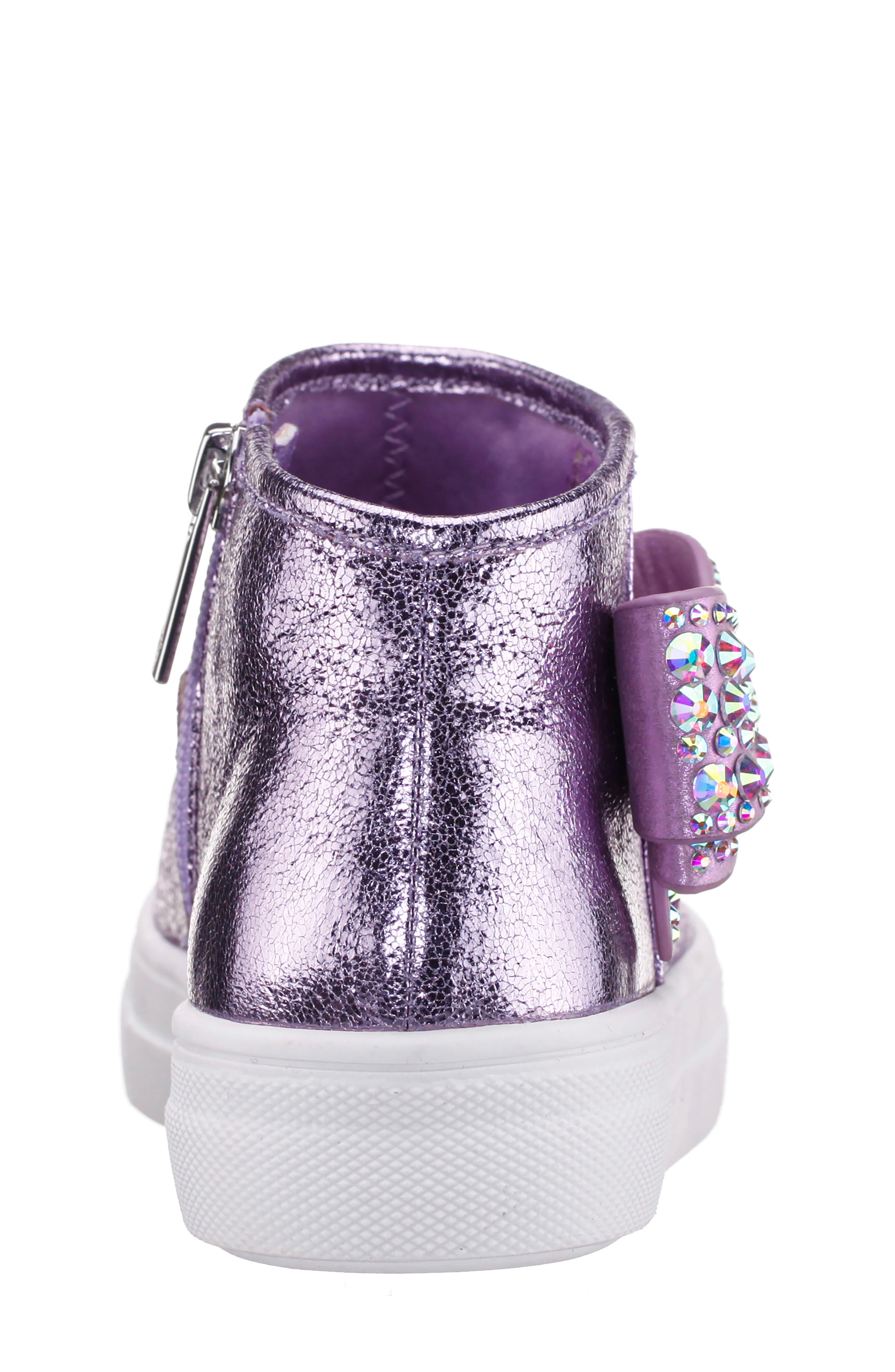Nina Kids' Gwenny Sneaker, Alternate, color, Light Purple Crackle Metallic