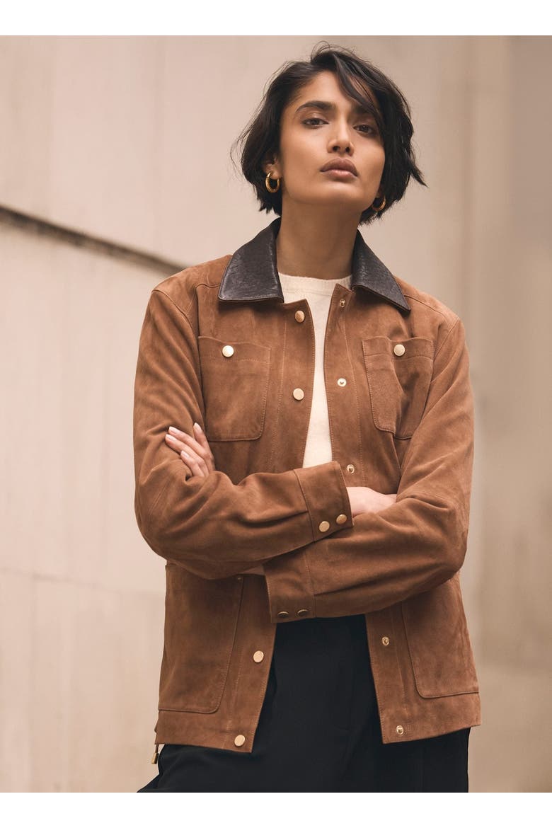 Suede Barn Jacket, Alternate, color, Tan