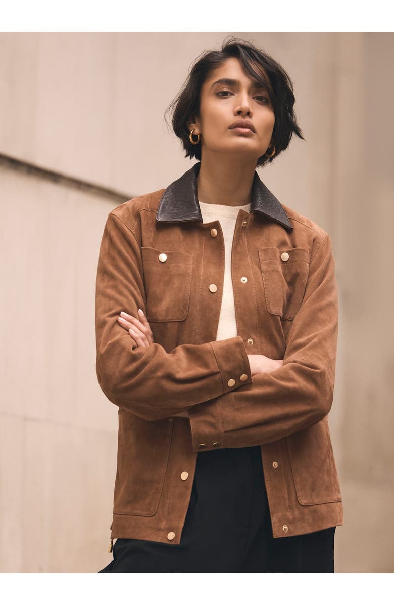 MINT VELVET Suede Barn Jacket, Alternate, color, Tan