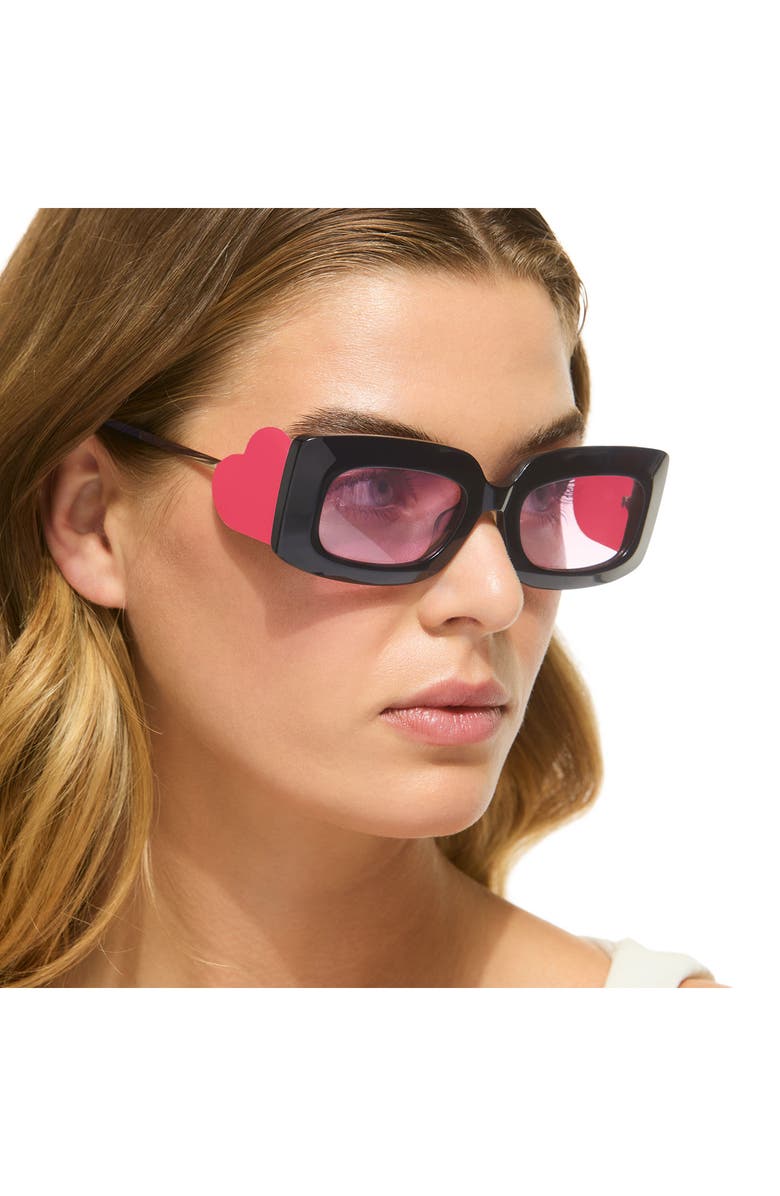 Kurt Geiger London 53mm Square Sunglasses, Alternate, color, Black Pink/ Burgsf Pink