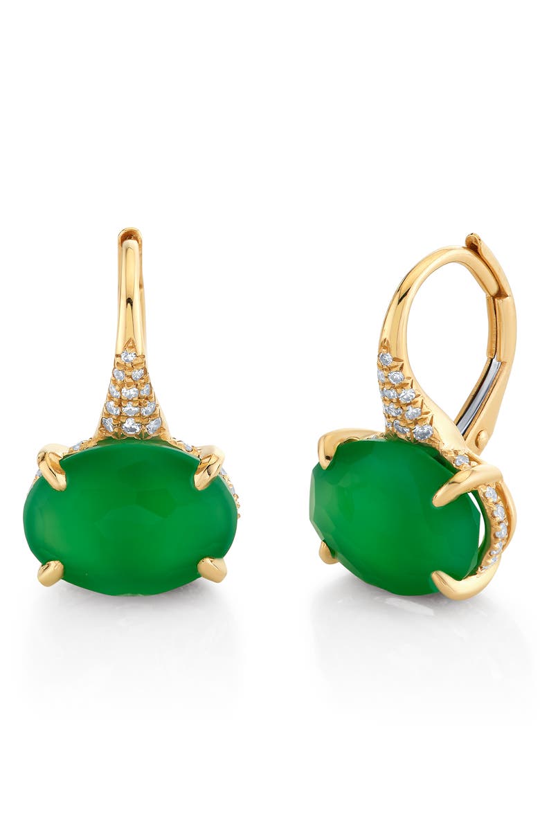 SHAY 18K Gold Green Agate & Diamond Earrings, Main, color, Gold