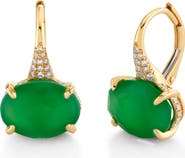 SHAY 18K Gold Green Agate & Diamond Earrings