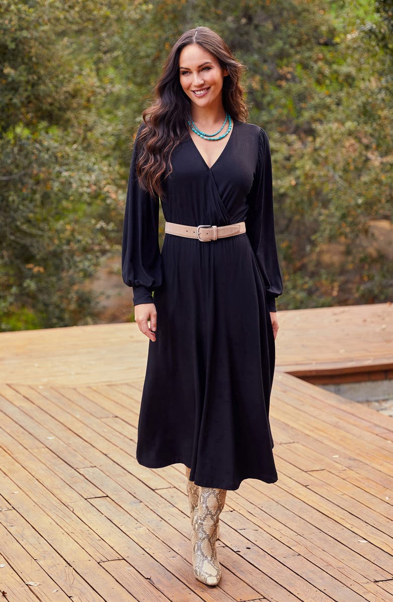 Karen Kane Artisan Long Sleeve Midi Dress, Alternate, color,