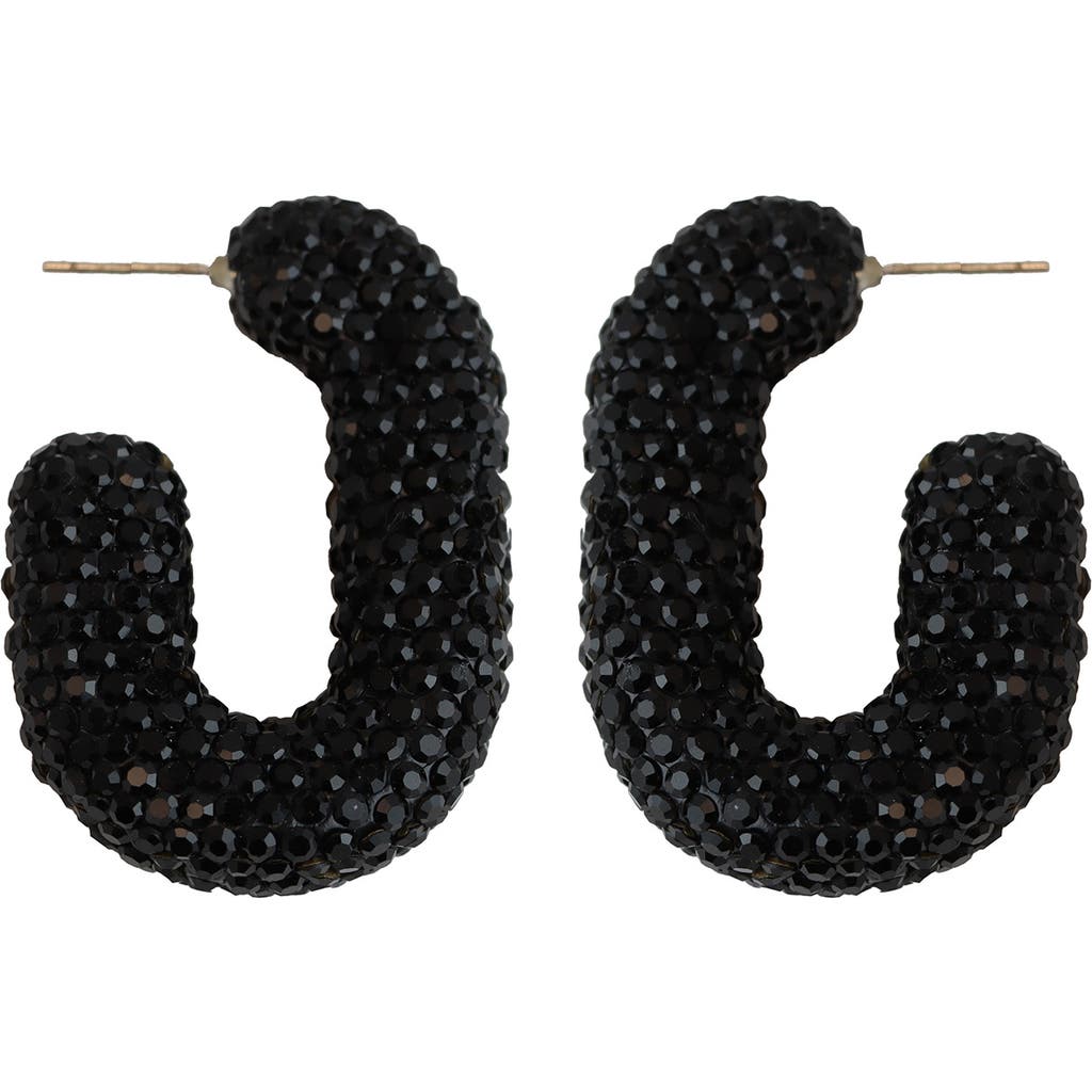 Panacea Jet Crystal J Hoop Earrings In Black