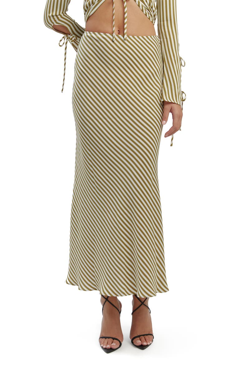 Isadore Maxi Slip Skirt, Main, color, GREEN STRIPE