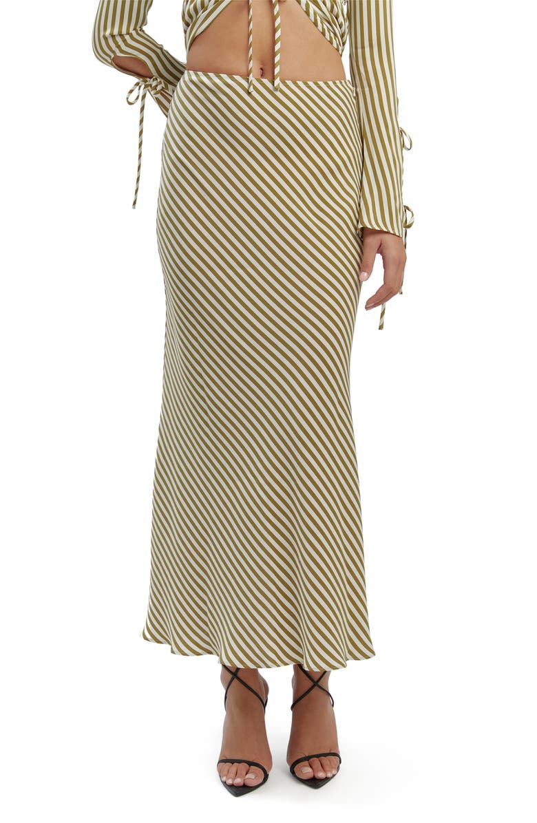 Bardot Isadore Maxi Slip Skirt, Main, color, Green Stripe