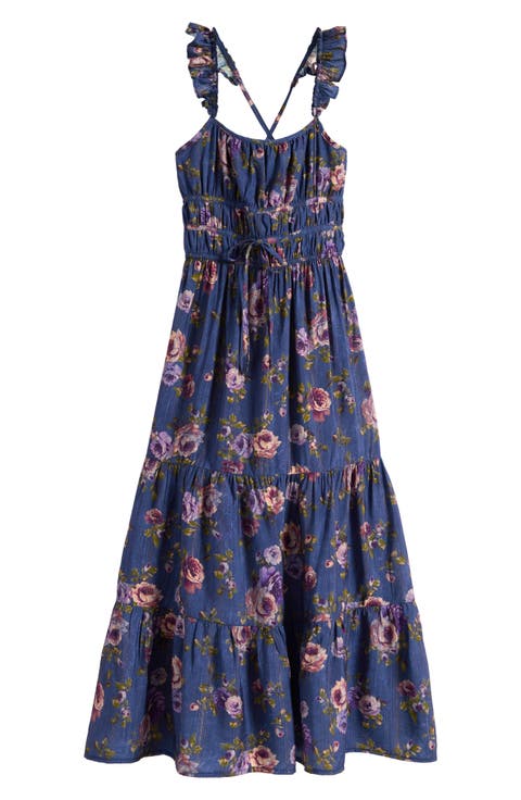 Kids' Floral Ruffle Strap Maxi Dress (Big Kid)