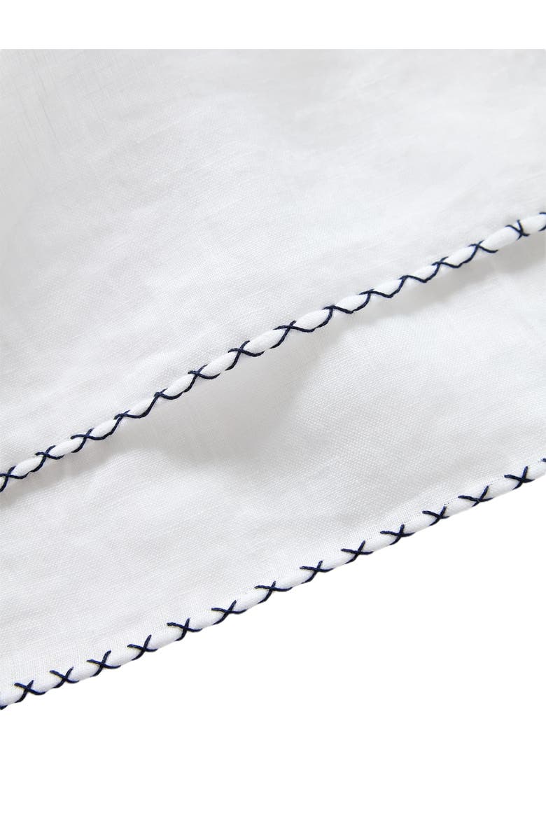 Carlton Linen Cross Stitch Border Pocket Square, Alternate, color, White/Blue and White