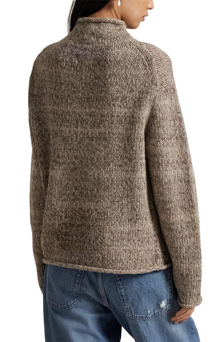 Polo Ralph Lauren Intarsia Flag Mock Neck Wool Blend Sweater, Alternate, color, Natural Multi