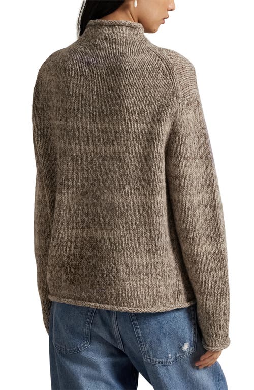 Polo Ralph Lauren Intarsia Flag Mock Neck Wool Blend Sweater In Gray