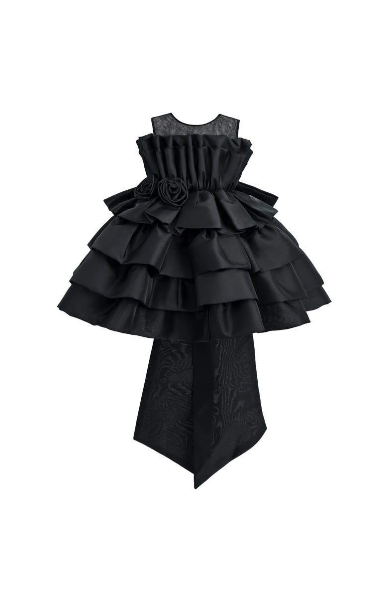 Tulleen Tiered Bow Dress, Alternate, color, Black