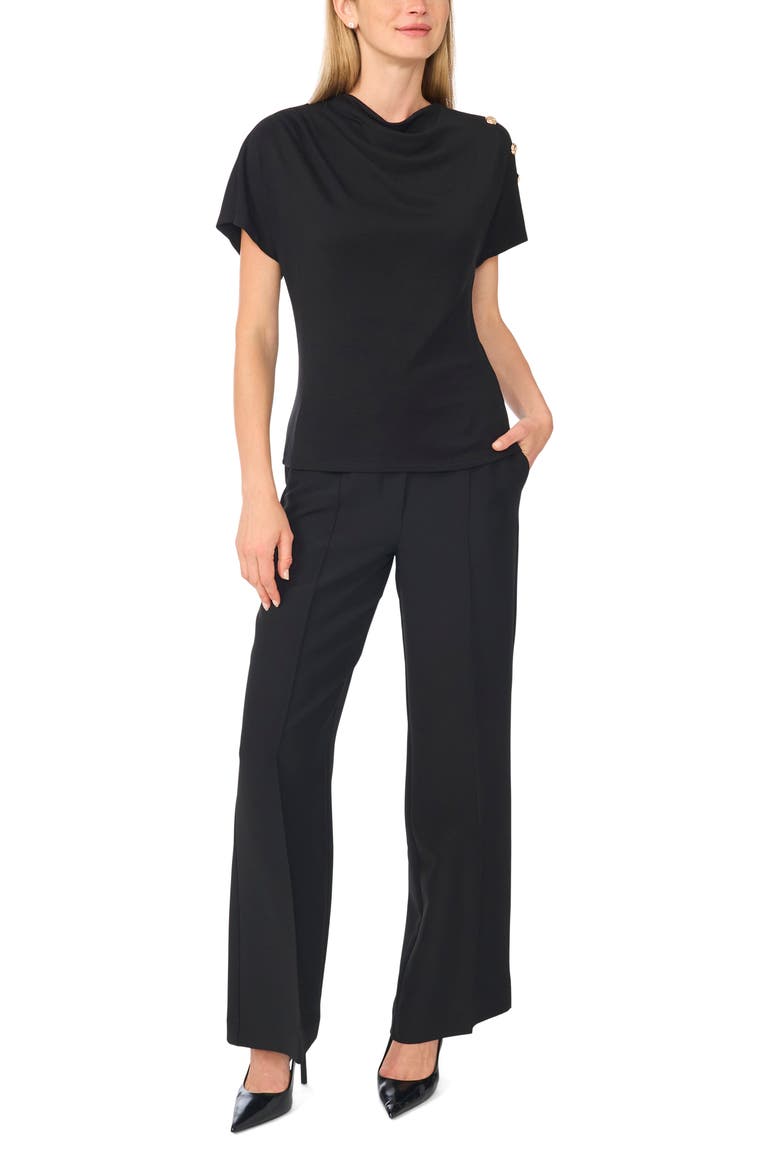 Asymmetrical Gathered Shoulder Top, Alternate, color, RICH BLACK