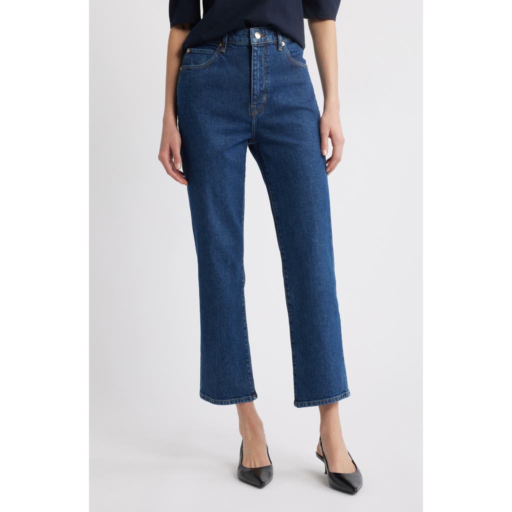 Frame Womens The Ruler Crop Five-pockets Straight-leg High-rise Stretch-denim Jeans Written