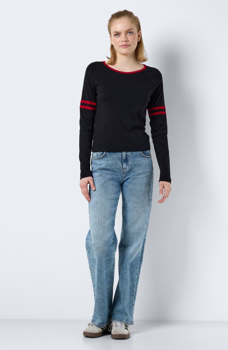 Noisy may Kimana Stripe Raglan Sleeve Organic Cotton Top, Alternate, color,