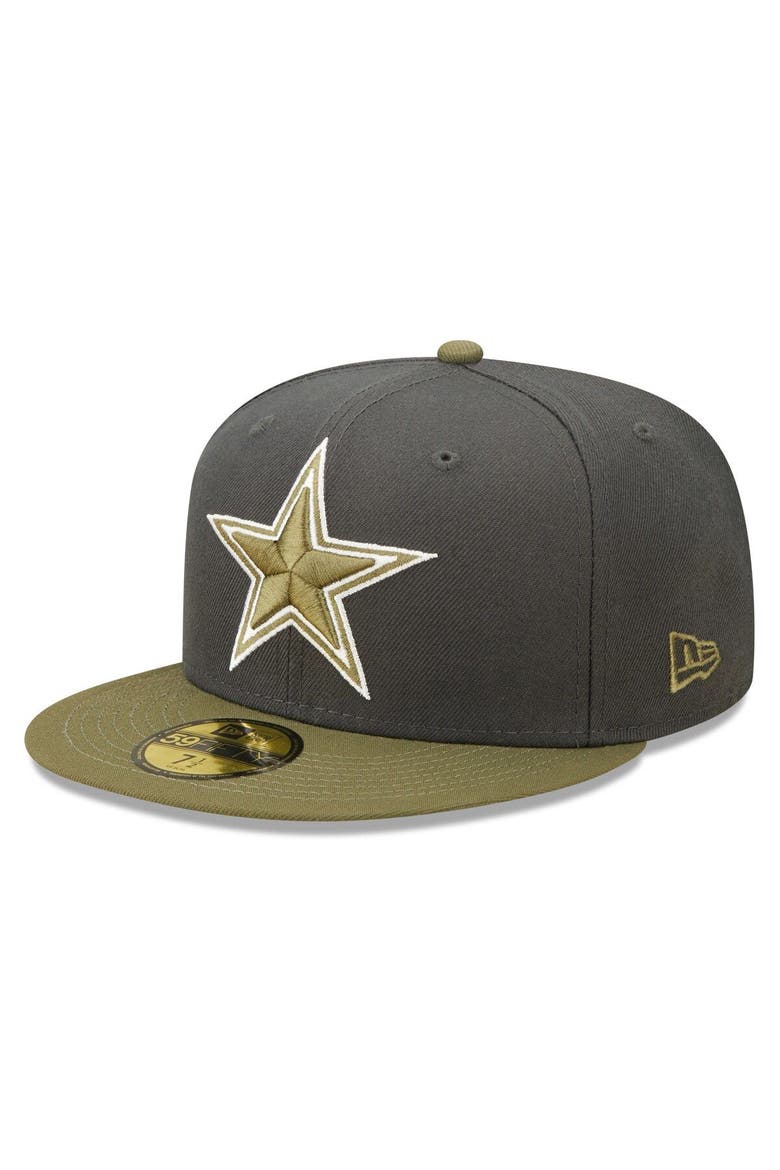 Men's New Era Graphite/Olive Dallas Cowboys Two-Tone Color Pack 59FIFTY Fitted Hat, Main, color, Graphite