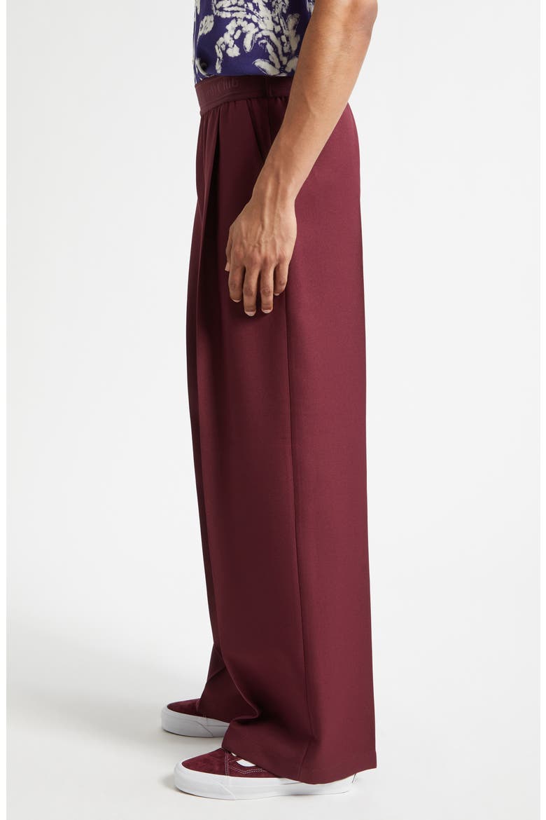Elaine Logo Jacquard Waist Pleated Wide Leg Pants, Alternate, color, BURGUNDY