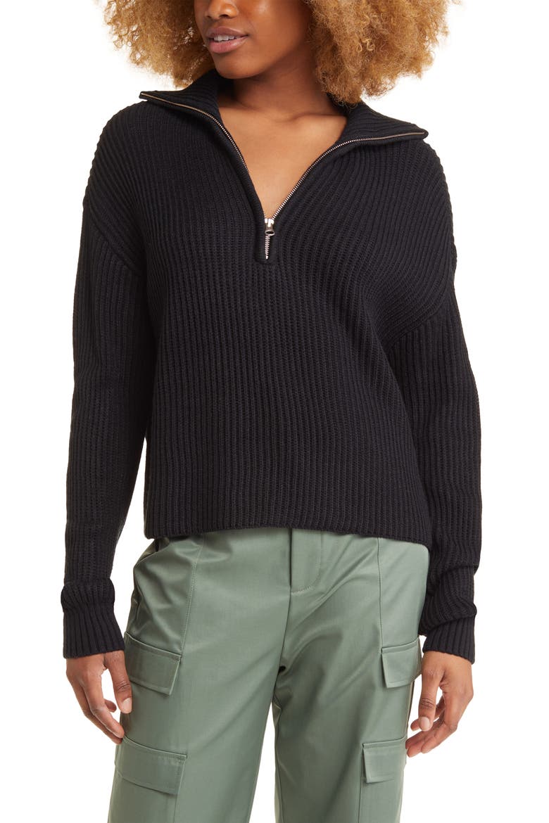 Quarter Zip Pullover, Main, color, BLACK JET