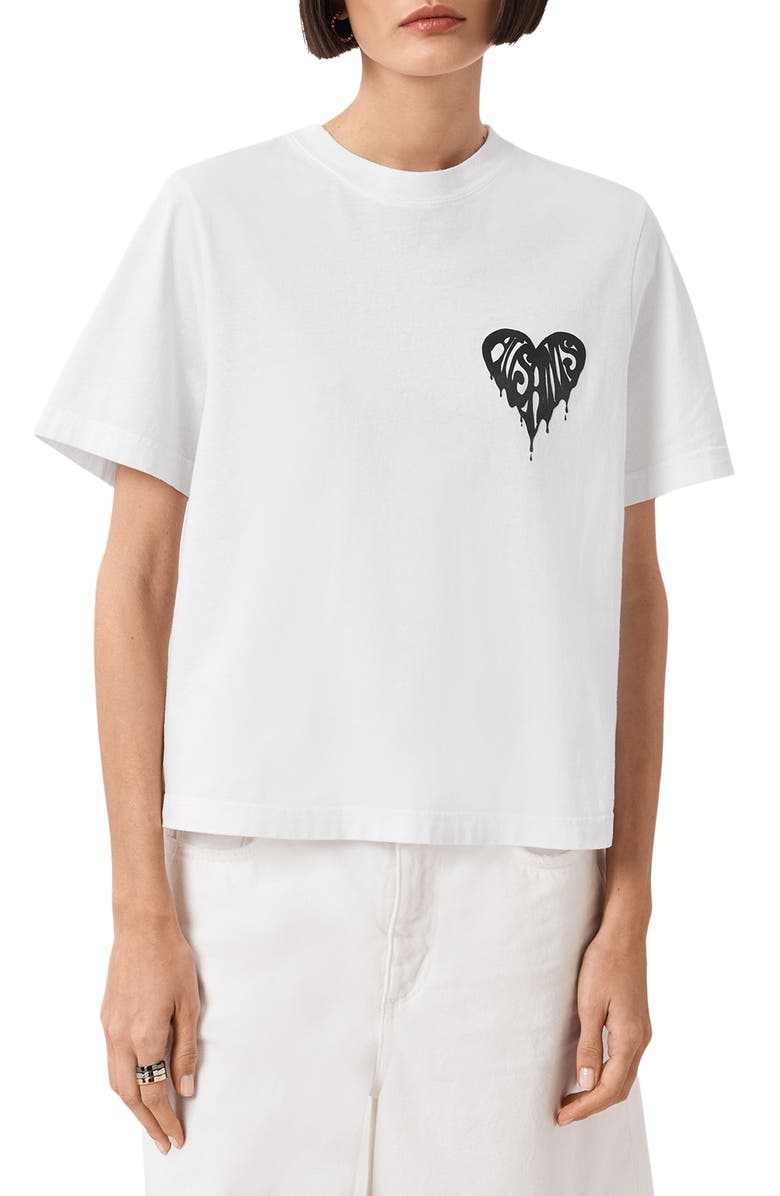 AllSaints Trip Lisa Boxy Cotton Graphic T-Shirt, Main, color, Optic White