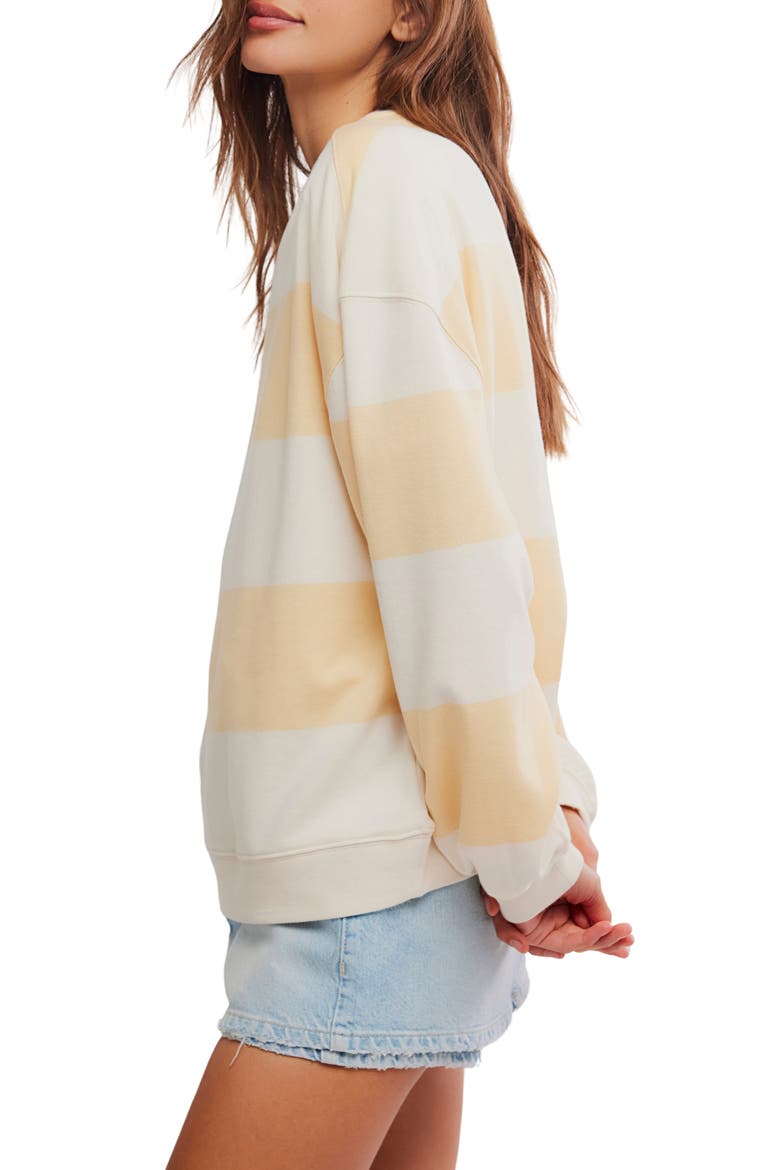 Oversize Stripe Sweatshirt, Alternate, color, APRICOT COMBO
