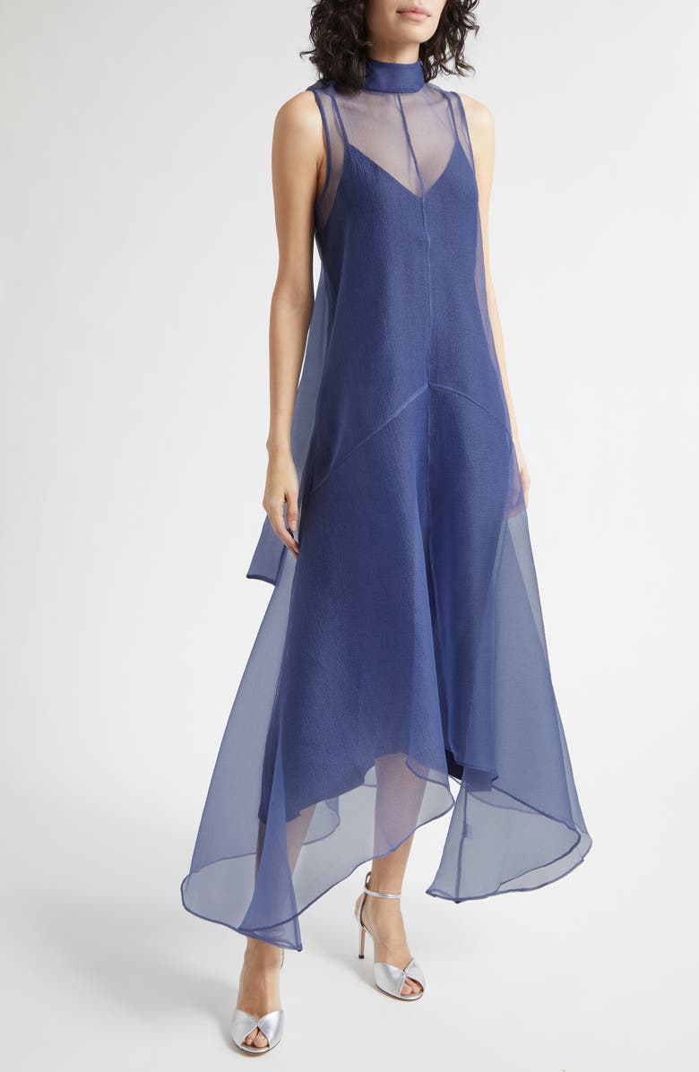 STAUD Auden Sleeveless Chiffon Gown, Alternate, color, Navy