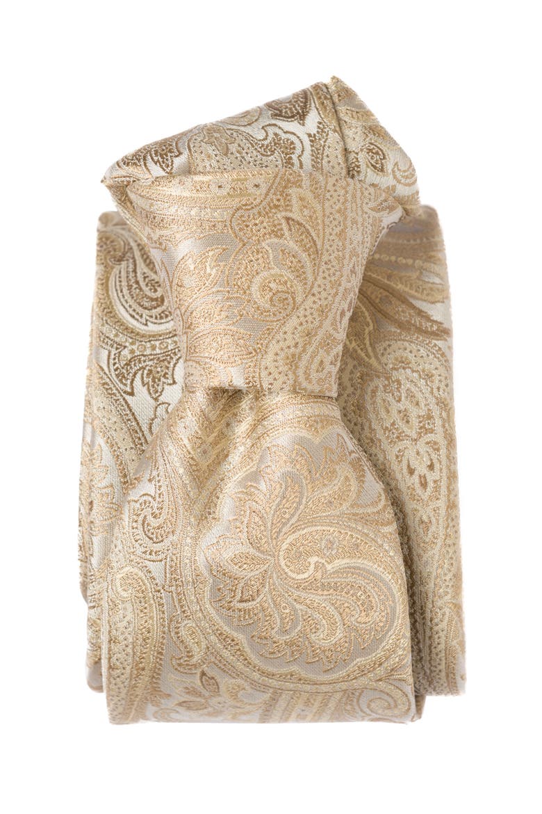 Montecarlo - Extra Long Silk Jacquard Tie for Men, Alternate, color, Champagne