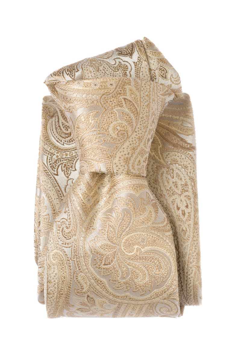 Elizabetta Montecarlo - Extra Long Silk Jacquard Tie for Men, Alternate, color, Champagne