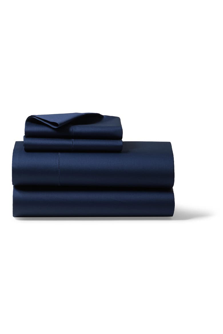 Organic Cotton Sateen Flat Sheet, Main, color, POLO NAVY