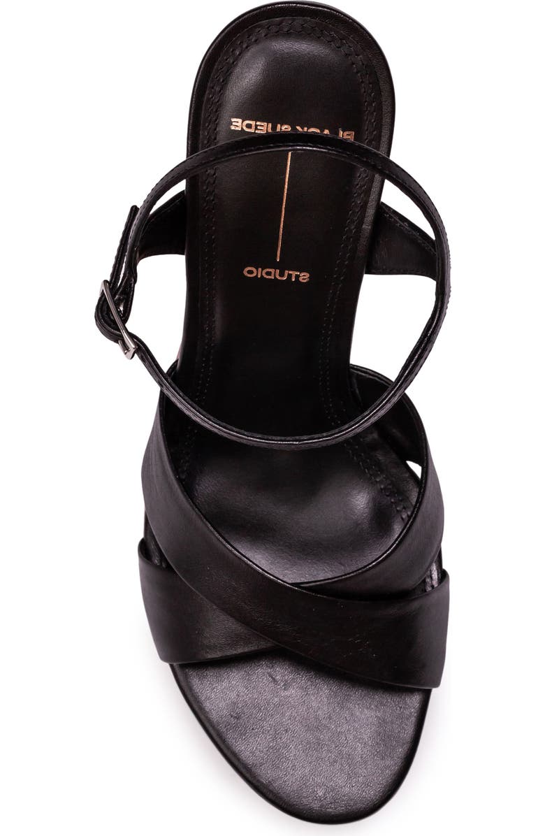 BLACK SUEDE STUDIO Rhae Ankle Strap Platform Sandal, Alternate, color, Black Leather