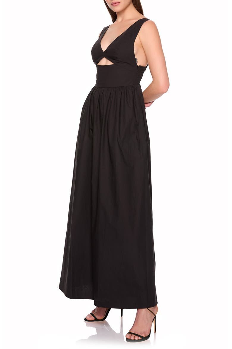 Cutout Detail Cotton Poplin Maxi Dress, Alternate, color, BLACK
