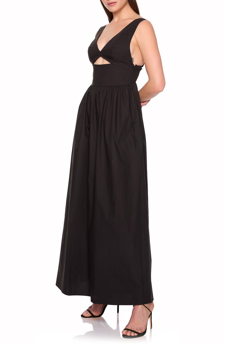 Susana Monaco Cutout Detail Cotton Poplin Maxi Dress, Alternate, color, Black