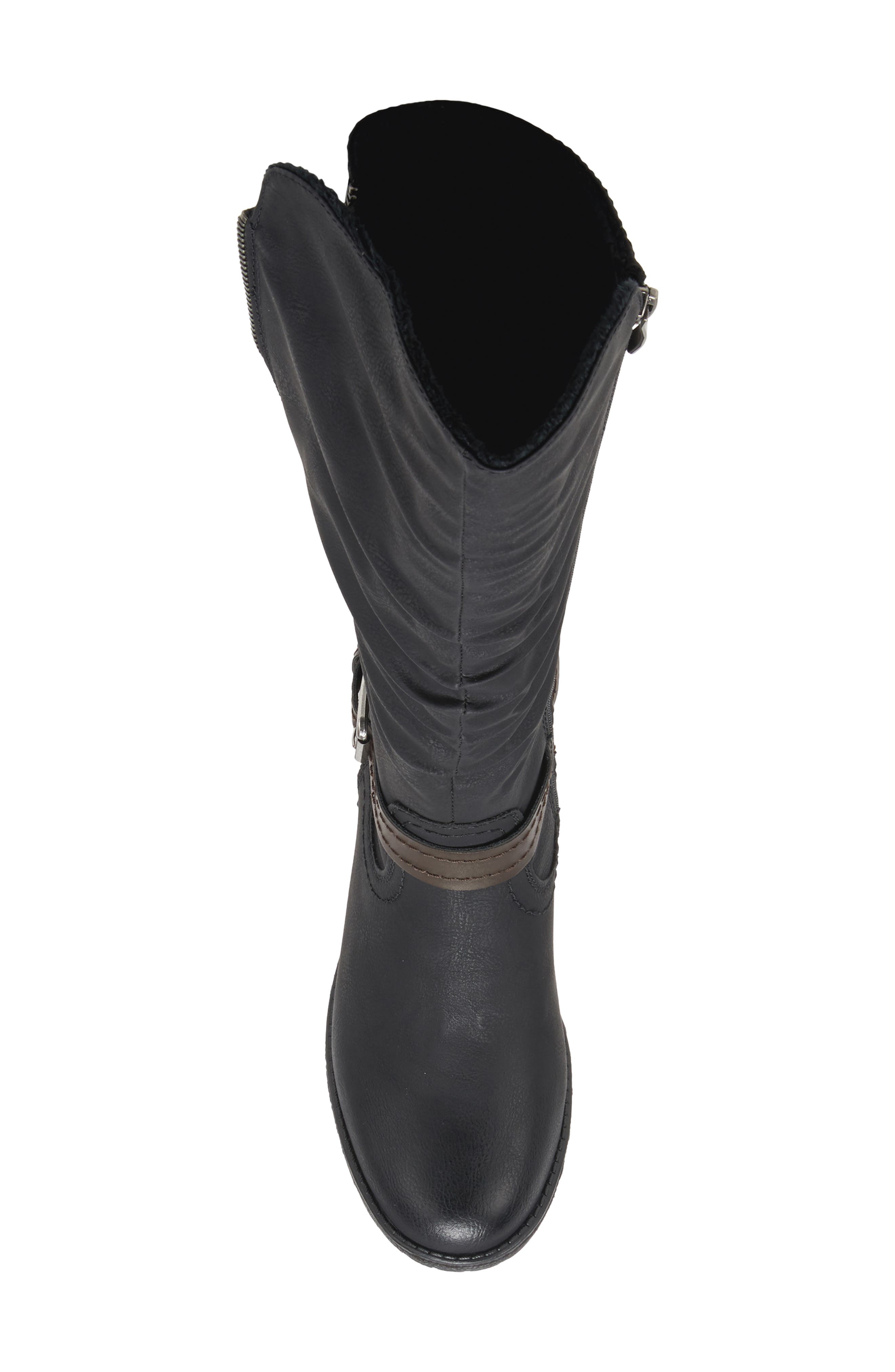 Spring Step Spring Street Gemisola Water Resistant Faux Fur Lined Knee High Boot, Alternate, color, Black Synthetic