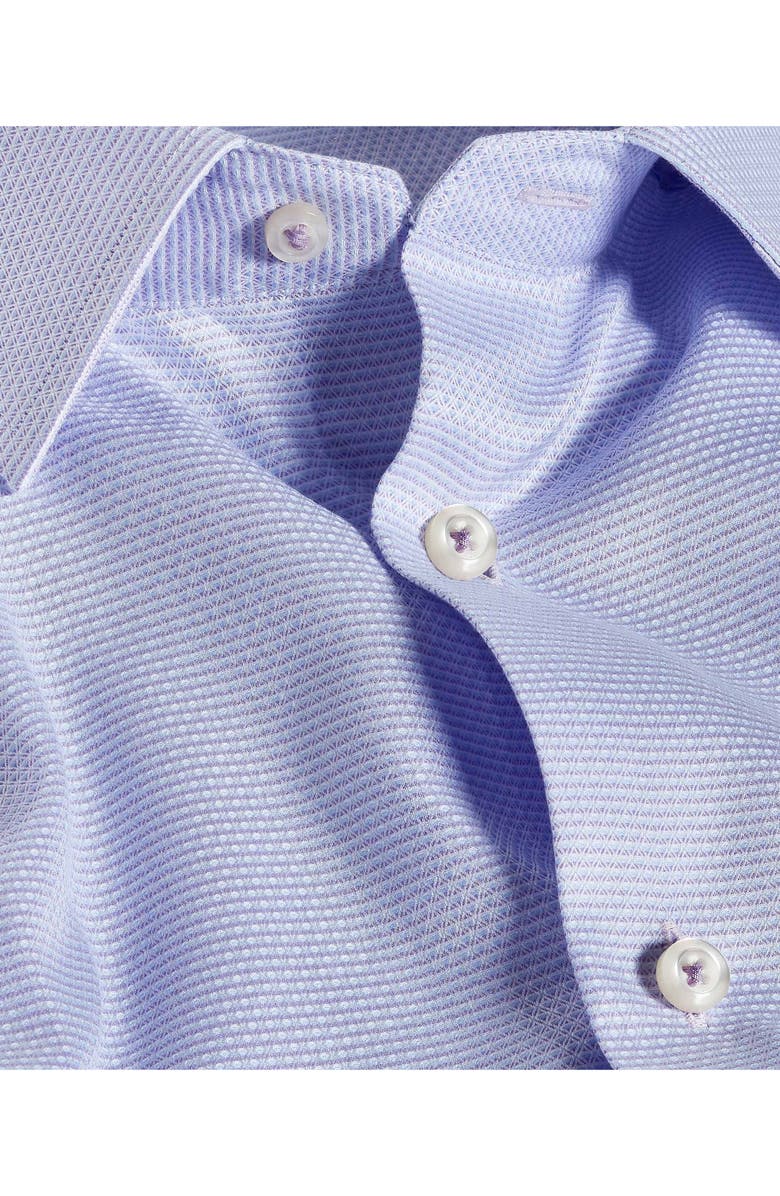 David Donahue Trim Fit Microcheck Cotton Dobby Dress Shirt, Alternate, color, Lilac