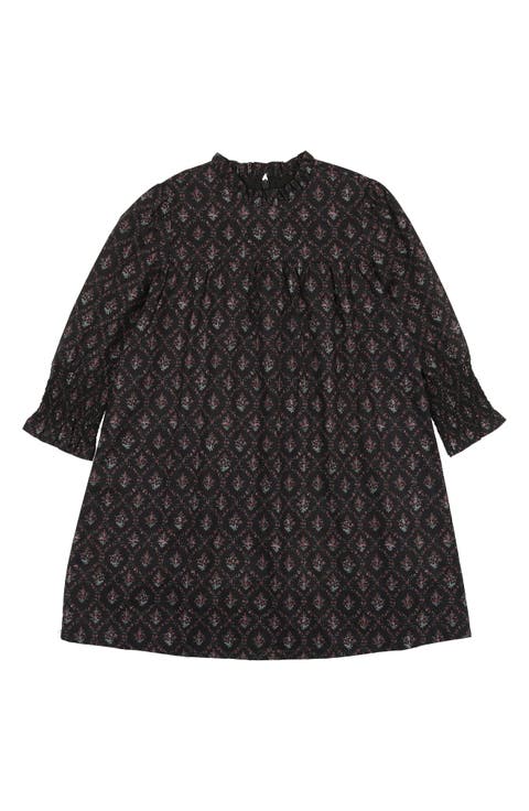 Kids' Victorian Floral Long Sleeve Cotton Blend Dress (Toddler)