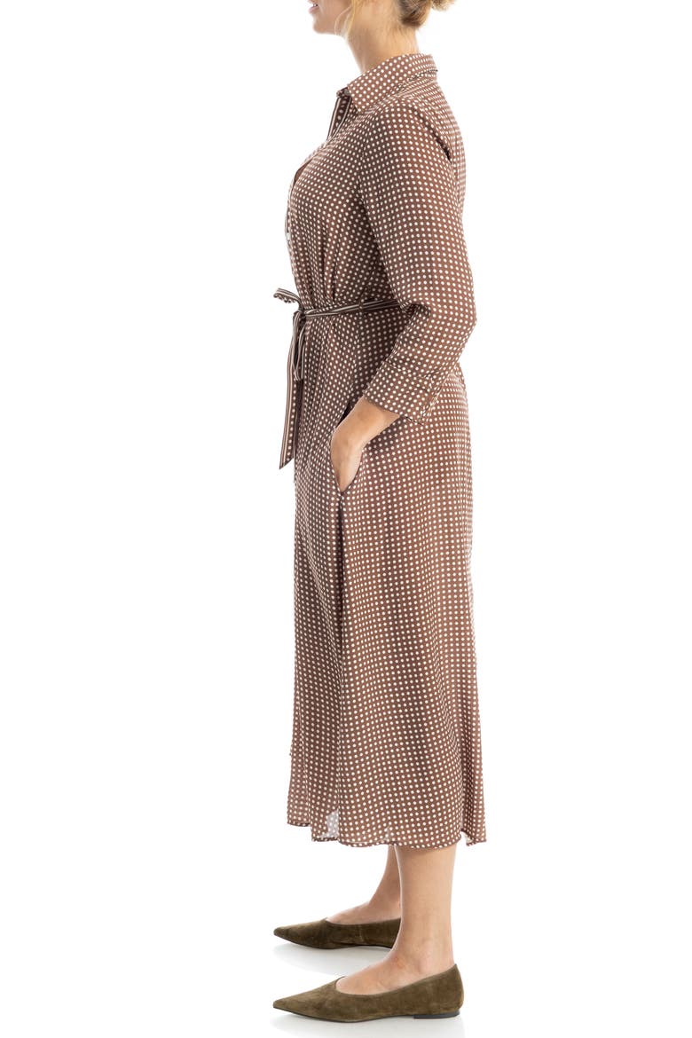 Cuffed Sleeve Midi Shirtdress, Alternate, color, MOCHA/ IVORY GAME DOT