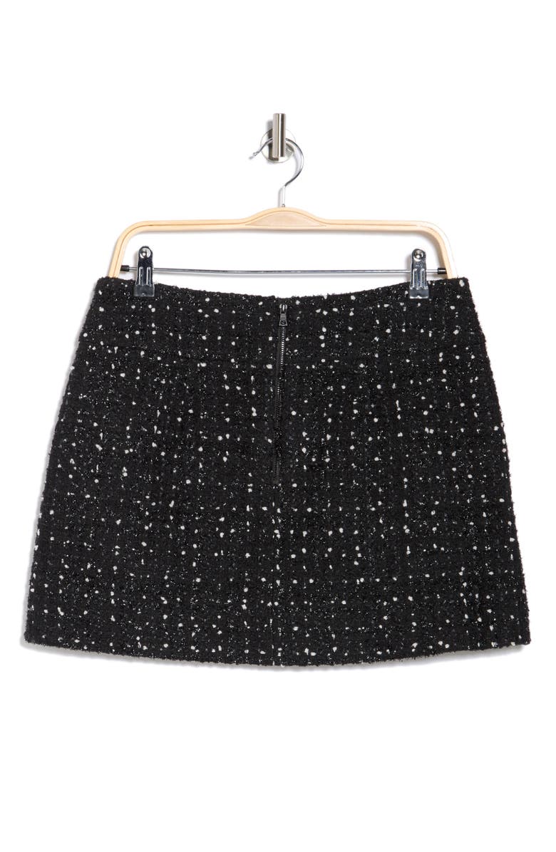 Alice + Olivia Donald Tweed Miniskirt, Alternate, color, Black/ White