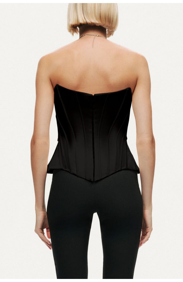 Nocturne Sculpted Satin Corset Top, Alternate, color, Black